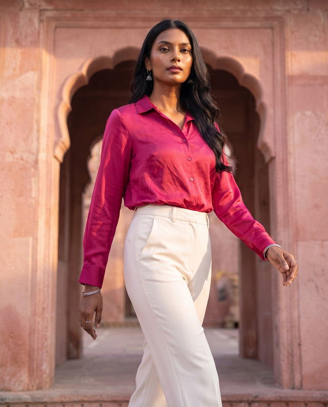 Magenta Satin Shirt, Gulabo Jaipur