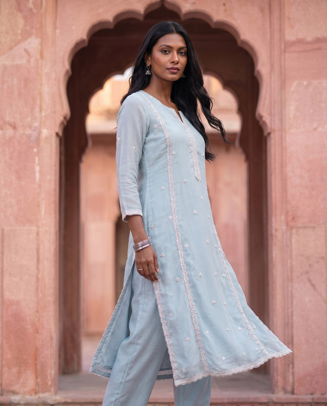 Powder Blue Pearl Kurta