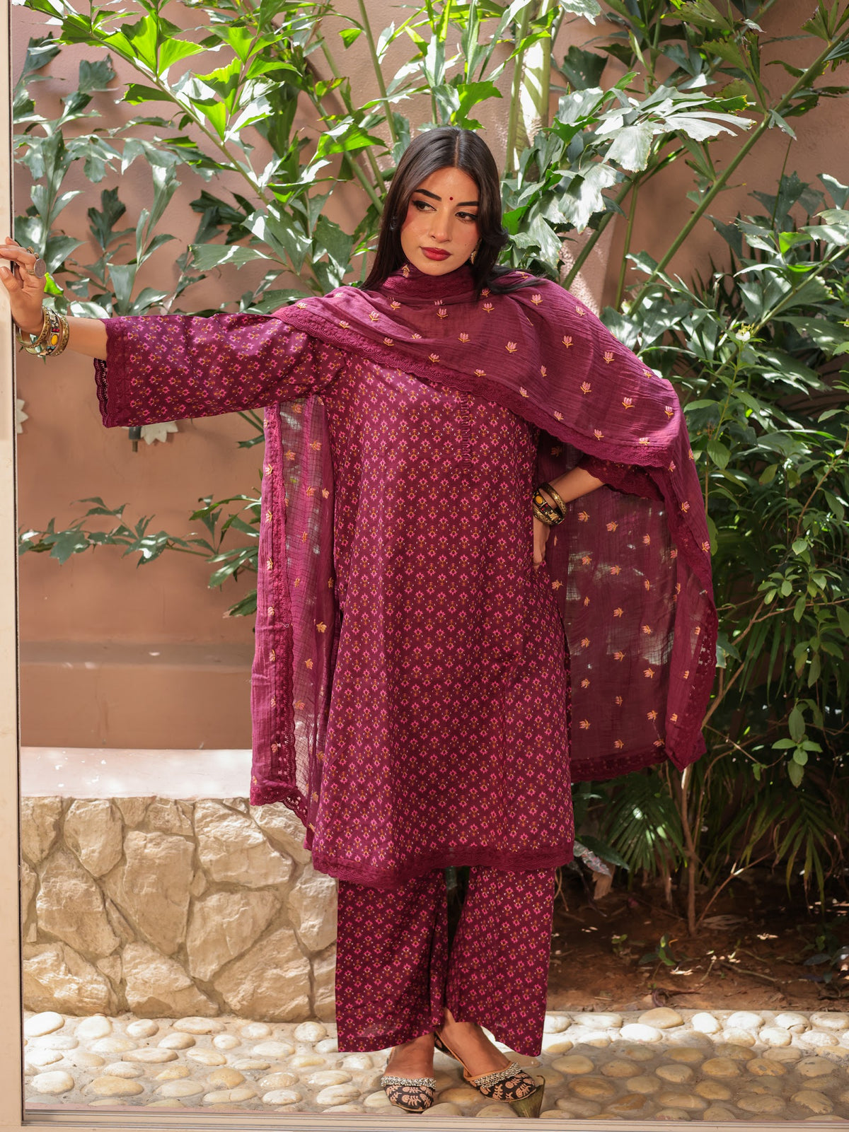Naira Magenta Pure Cotton Kurta Suit Set