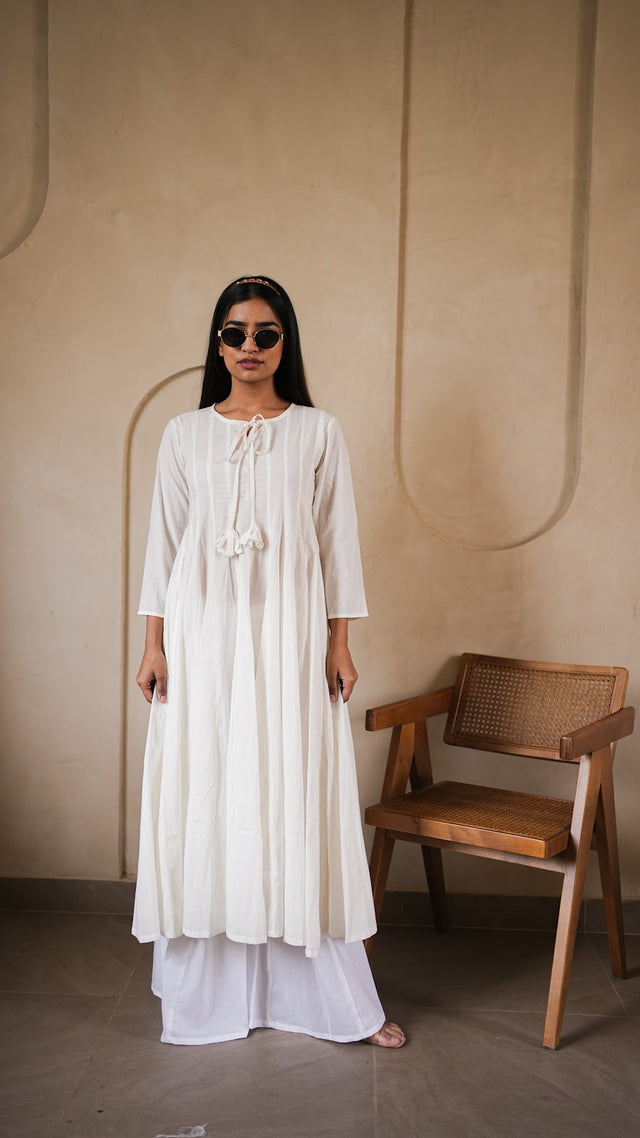 Ivory Anarkali Kurta and Palazzo Set