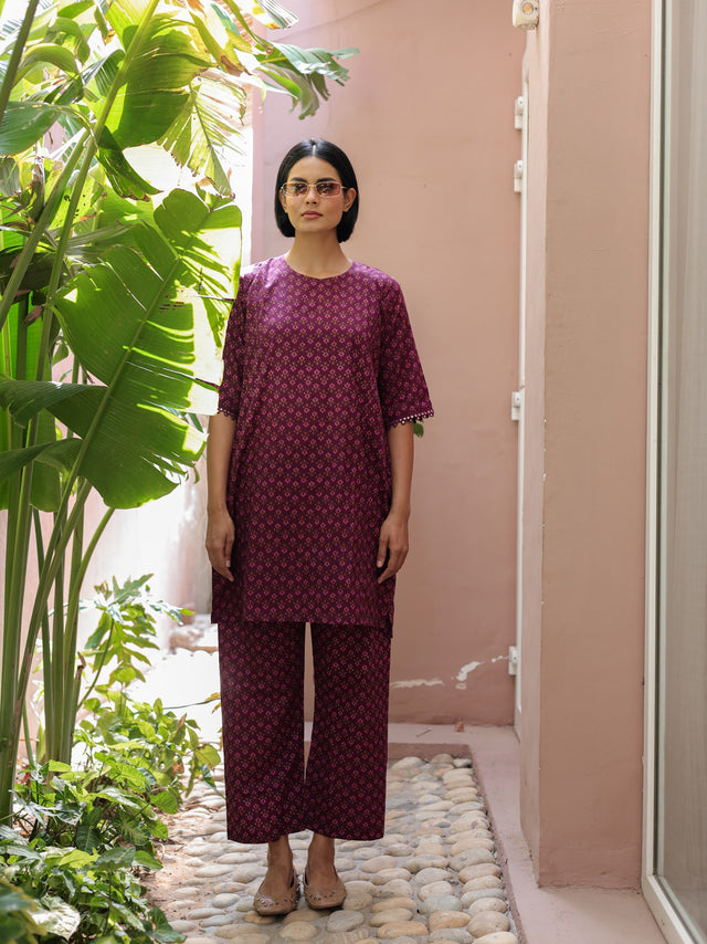 Misha Aubergine Pure Cotton Co-ord Set