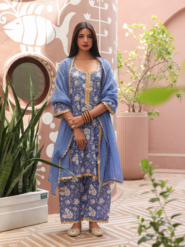 Nirali Blue Straight Set