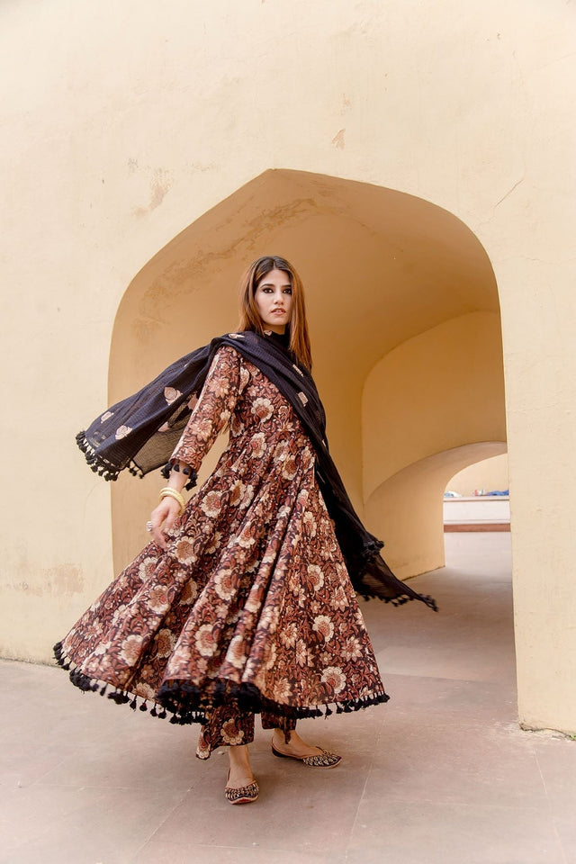 Acacia Black Anarkali Set