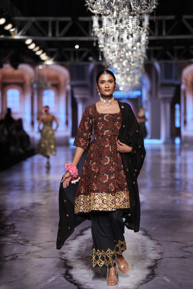 Aisha Black Anarkali Set