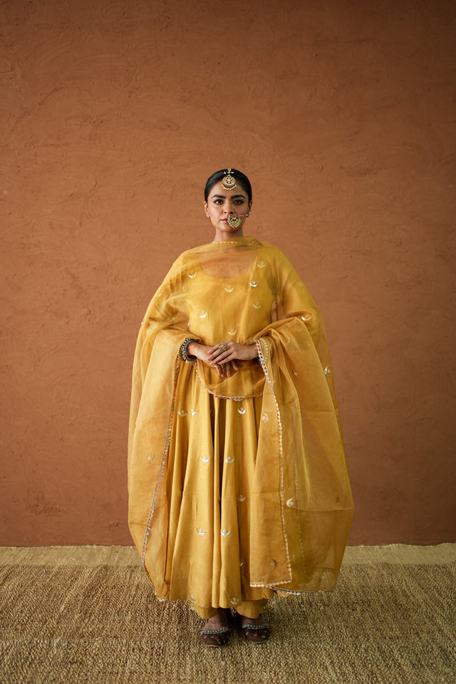 Chandani Mustard Anarkali Set