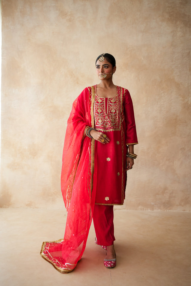 Tara Red Straight Set Gulabo Jaipur