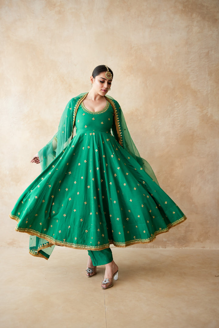 Malala Green Anarkali Set