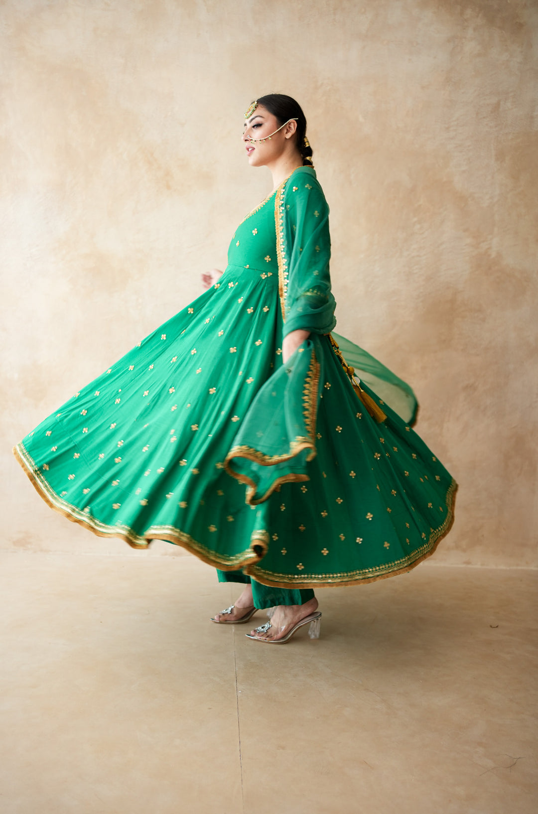 Malala Green Anarkali Set