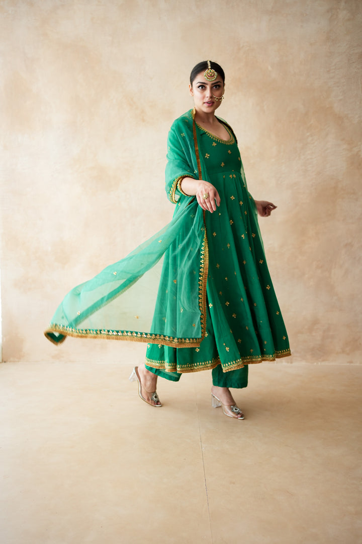 Malala Green Anarkali Set