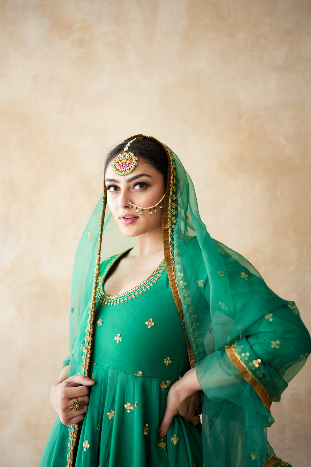 Malala Green Anarkali Set