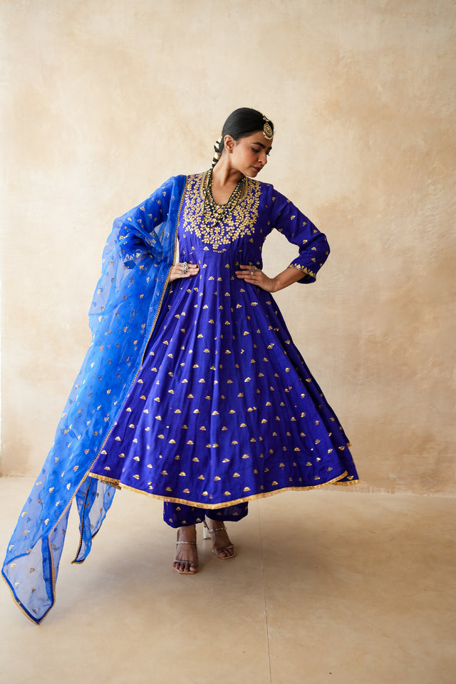 Sitara Blue Anarkali set