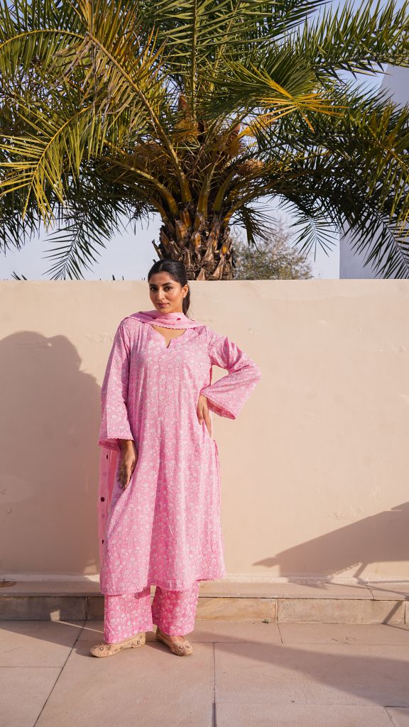 Afsana Pink Straight Set