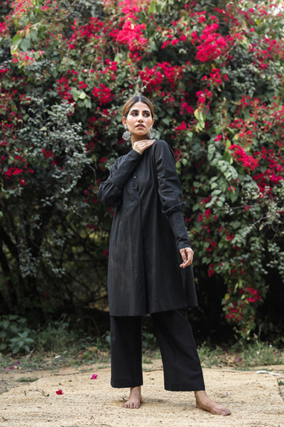 Gita Black Cotton Kurta Set With Pant