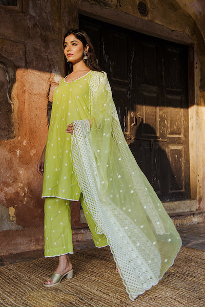 Hairat Green Straight Kurta Set