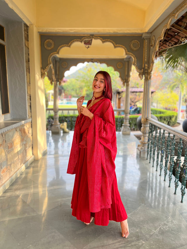 Noori Red Anarkali Set
