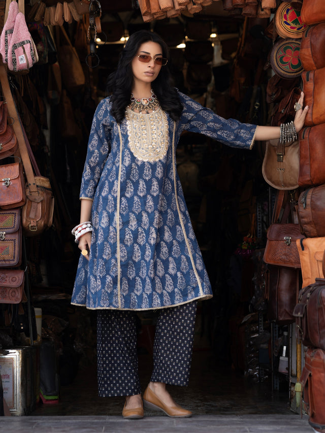 ROOP BLUE KURTA PANT SET