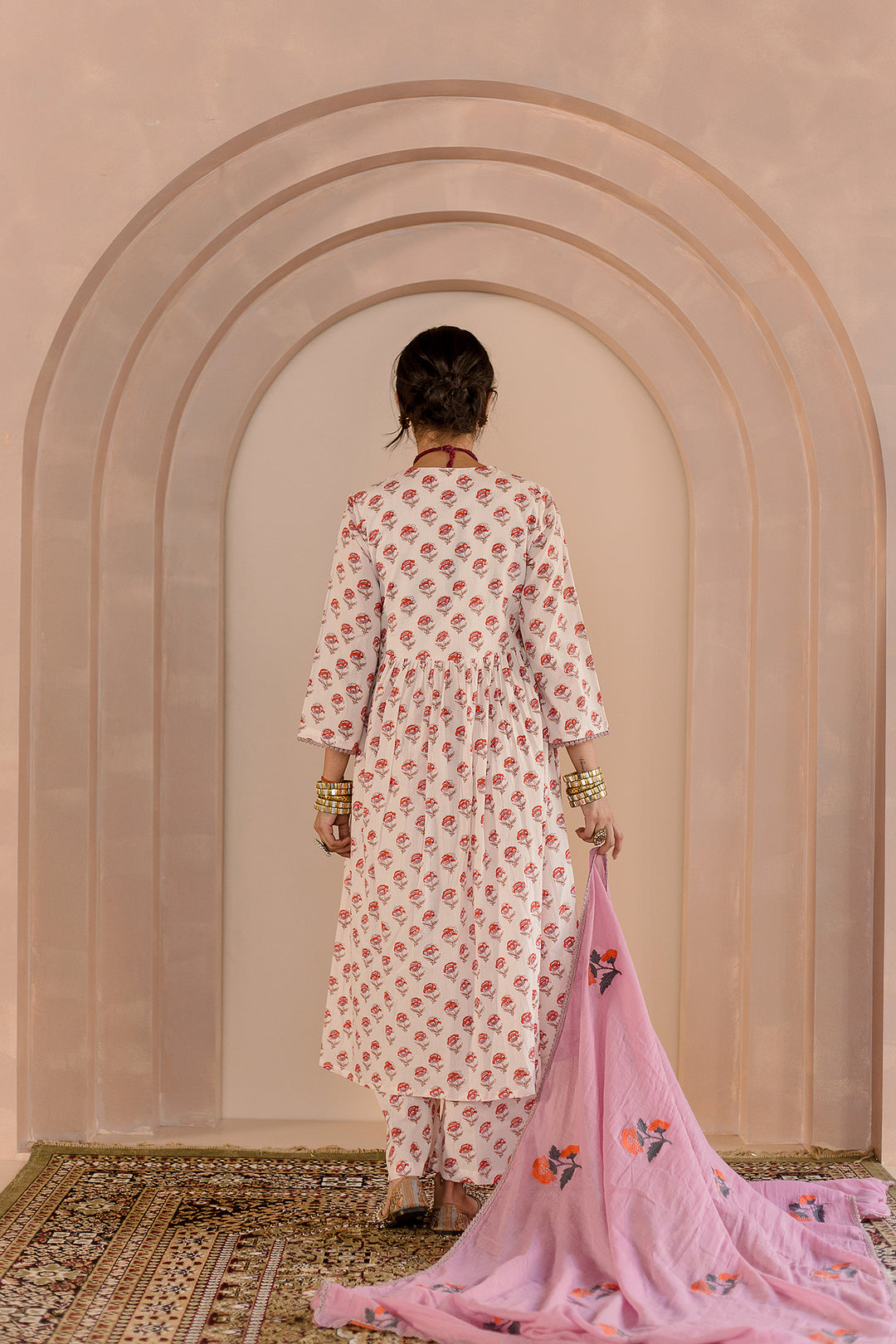 Sparrow White Anarkali Set