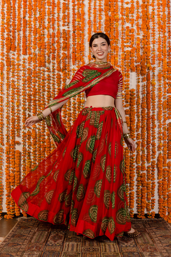 Chanchal Red Georgette Lehenga Set With Dupatta