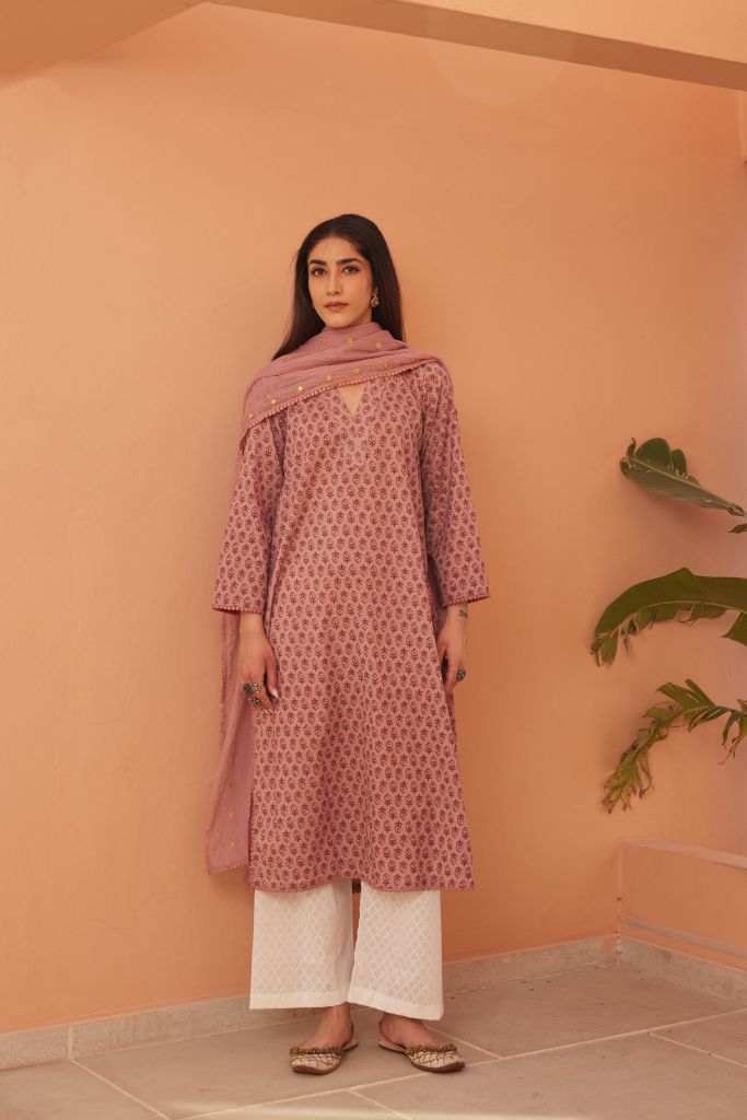 Alia Peach Straight Set – Gulabo Jaipur
