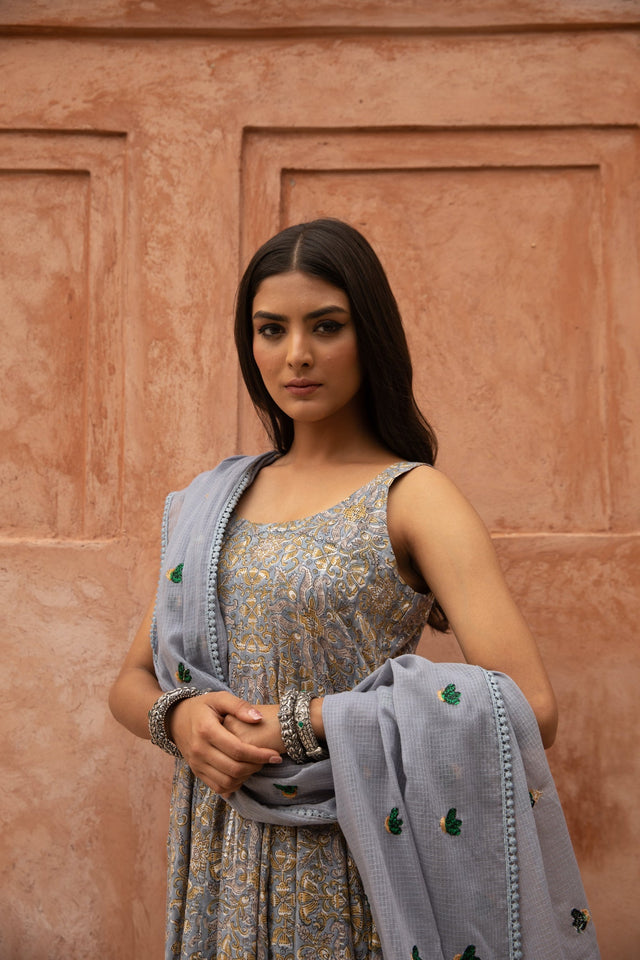 Noorani Blue Anarkali Set