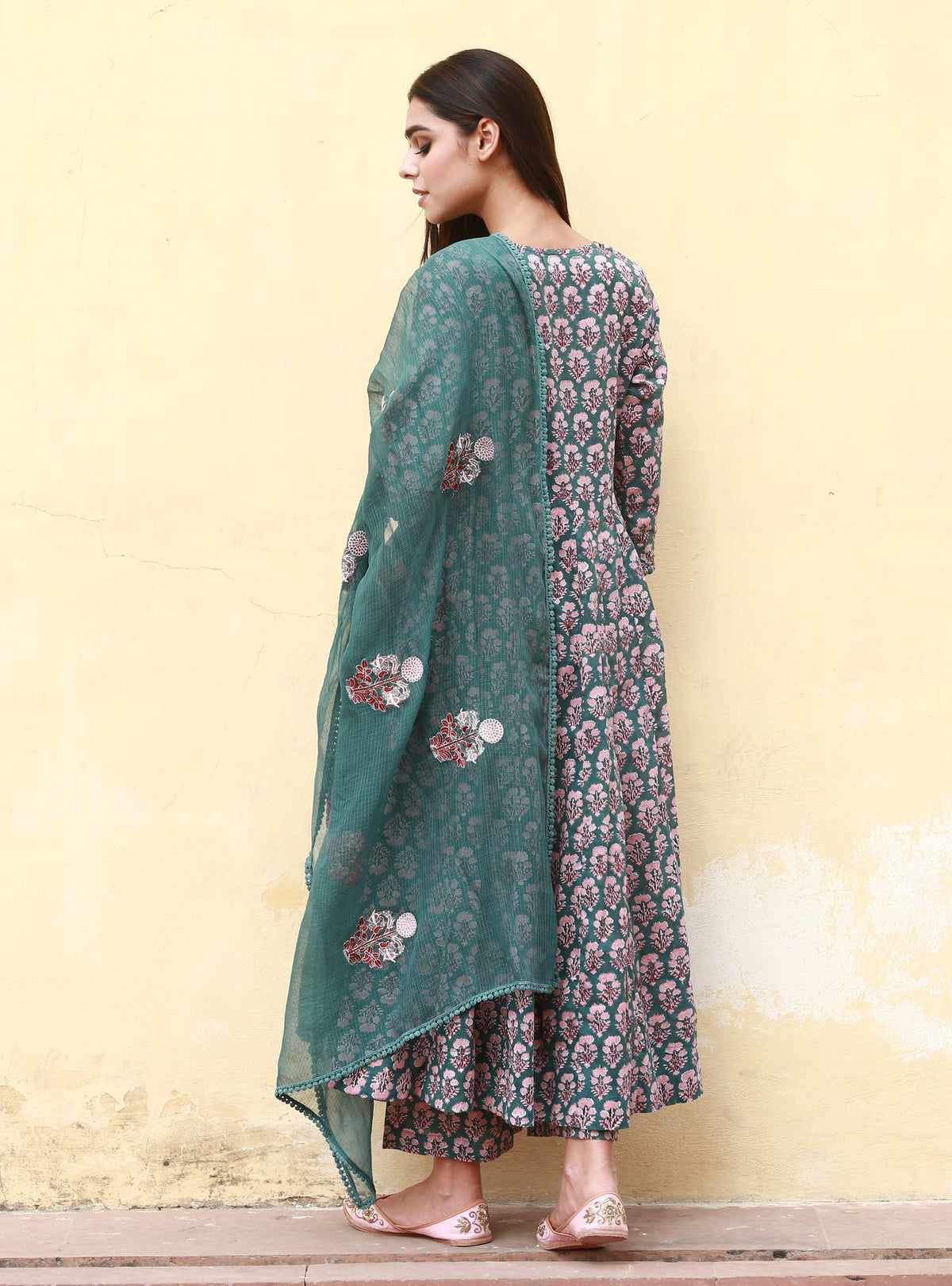 Sunflower Green Anarkali Set
