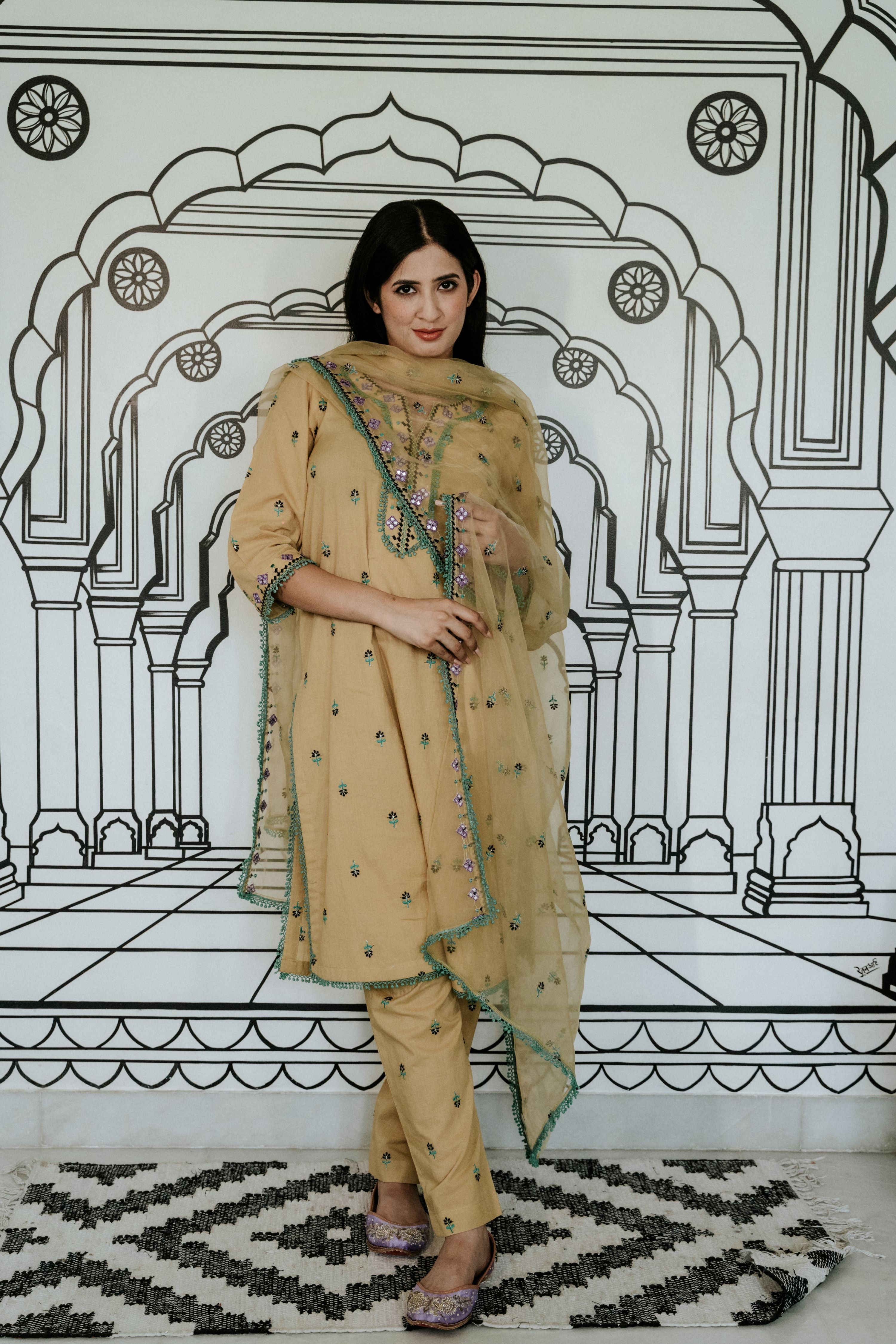 Neerja Heavy Beige Maxi Set