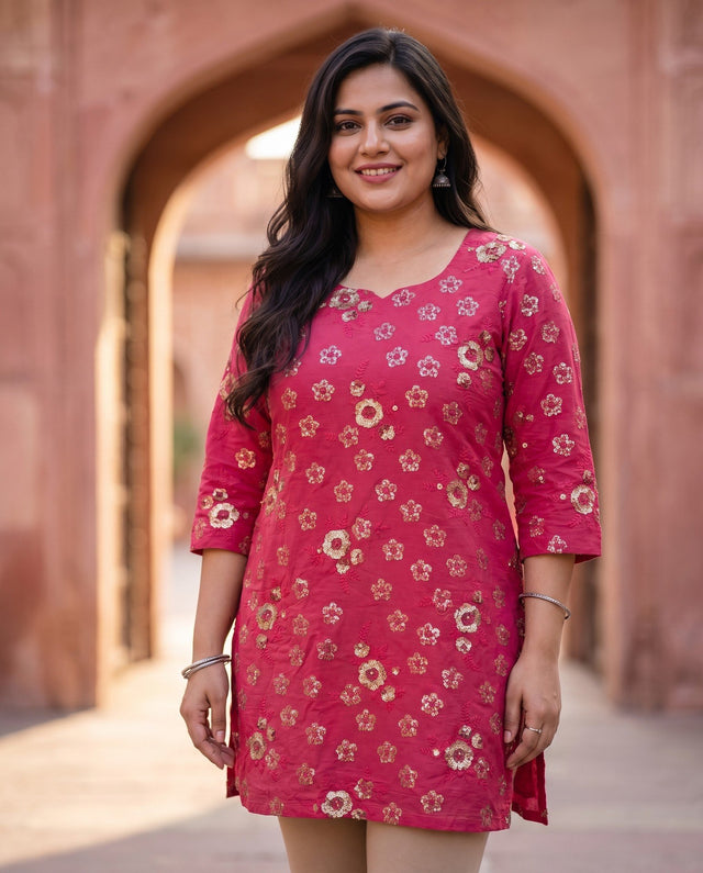 Rani Pink Sequin Kurta