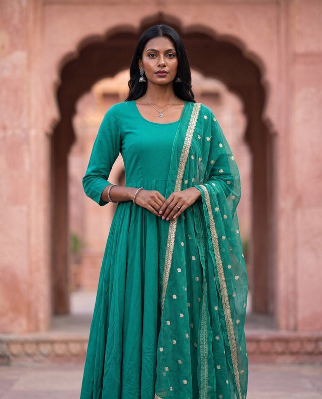 Teal Green Anarkali Set