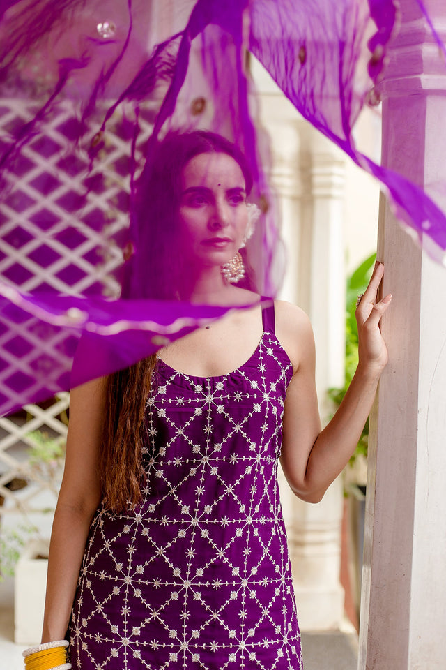 Alina Purple Sharara Set