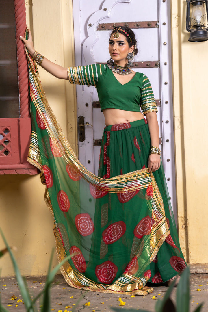 CHANCHAL GREEN LEHENGA SET Gulabo Jaipur