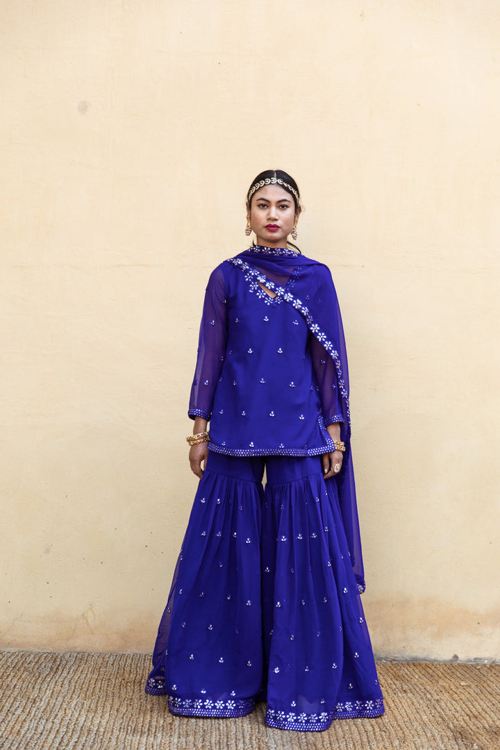 Hoor Blue Sharara Set Gulabo Jaipur