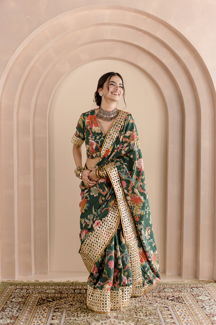 Gulbaagh Cotton Saree Kachi Patti Detailing In Border