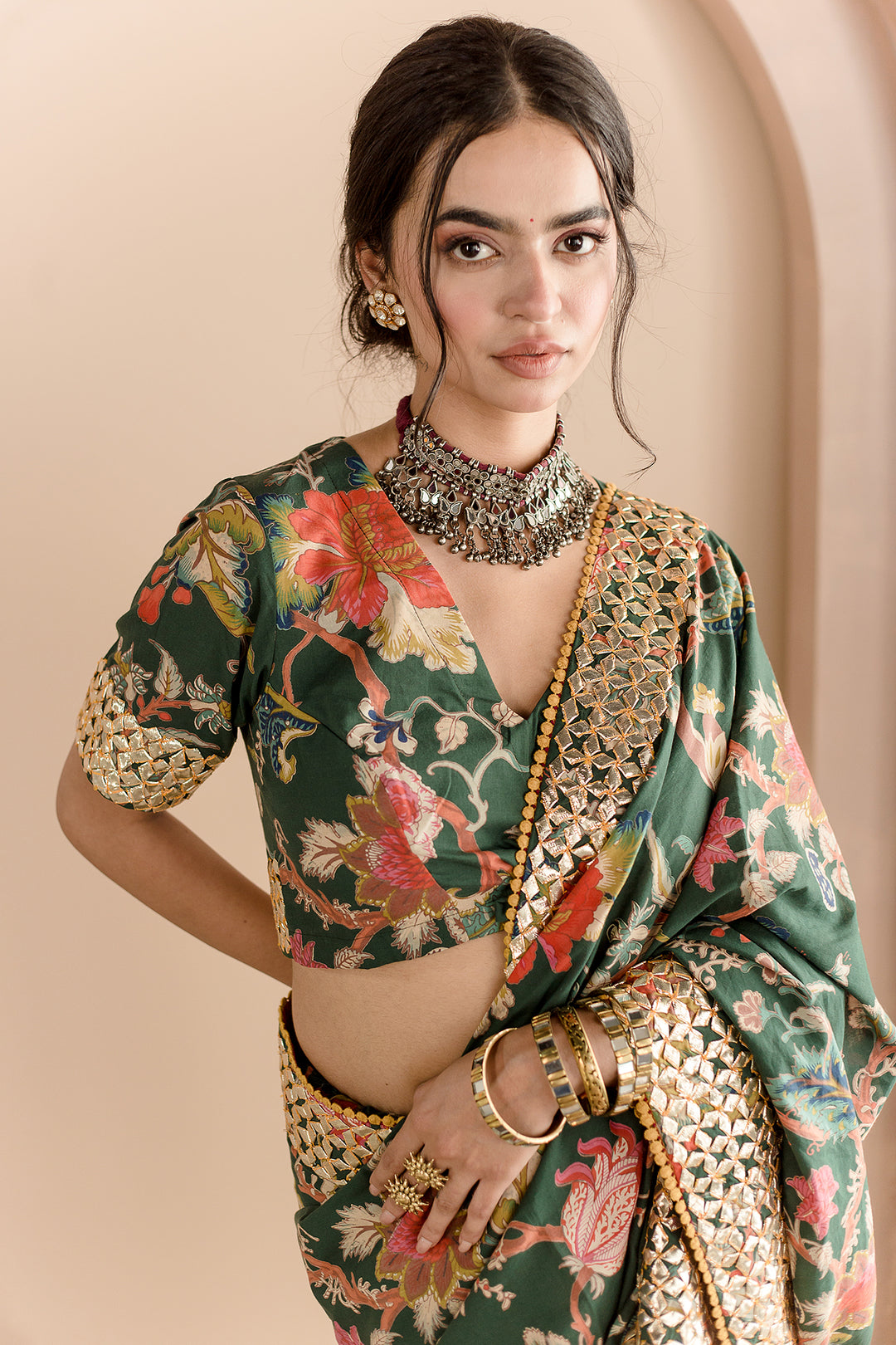 Gulbaagh Cotton Saree Kachi Patti Detailing In Border