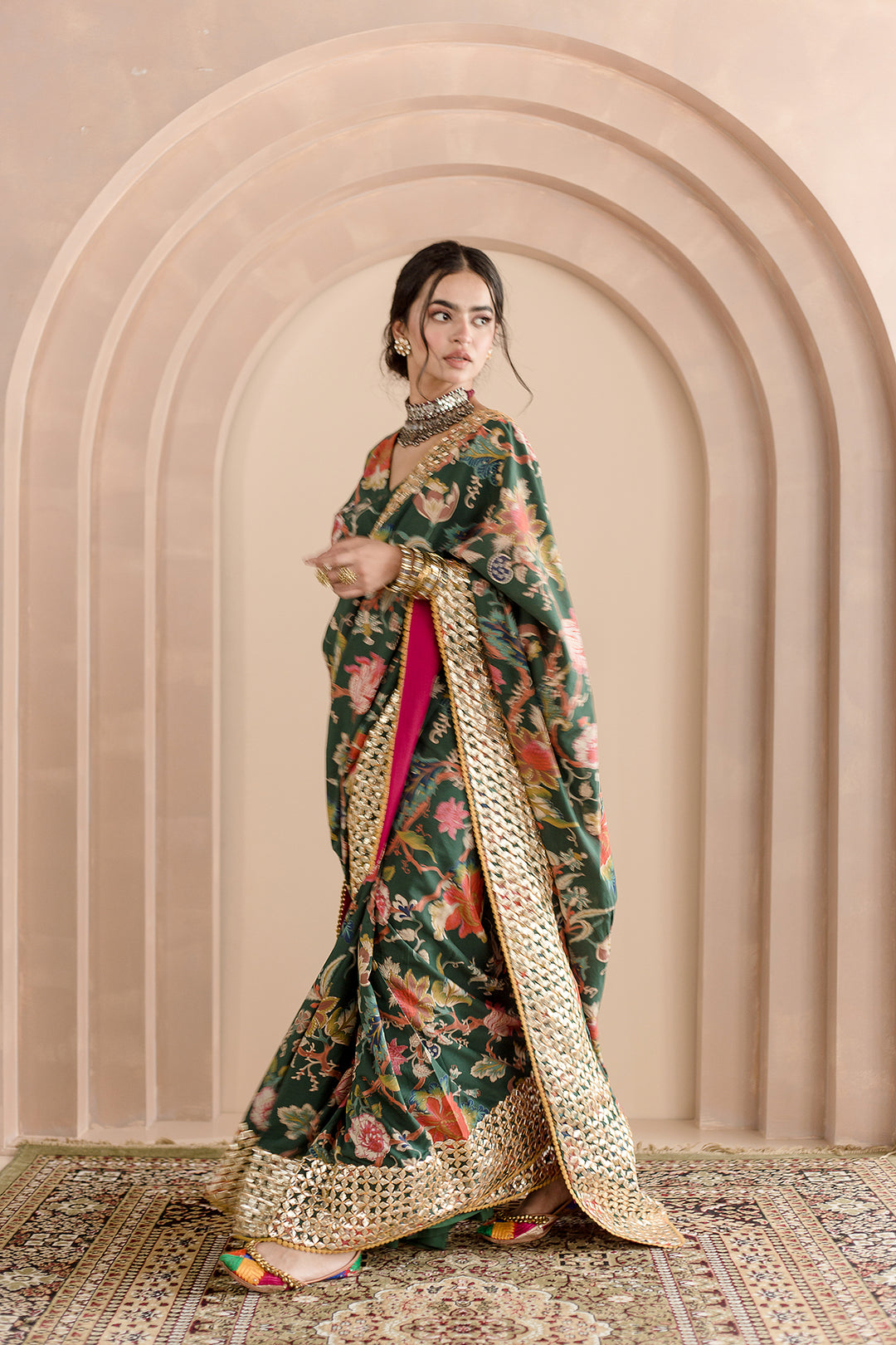 Gulbaagh Cotton Saree Kachi Patti Detailing In Border