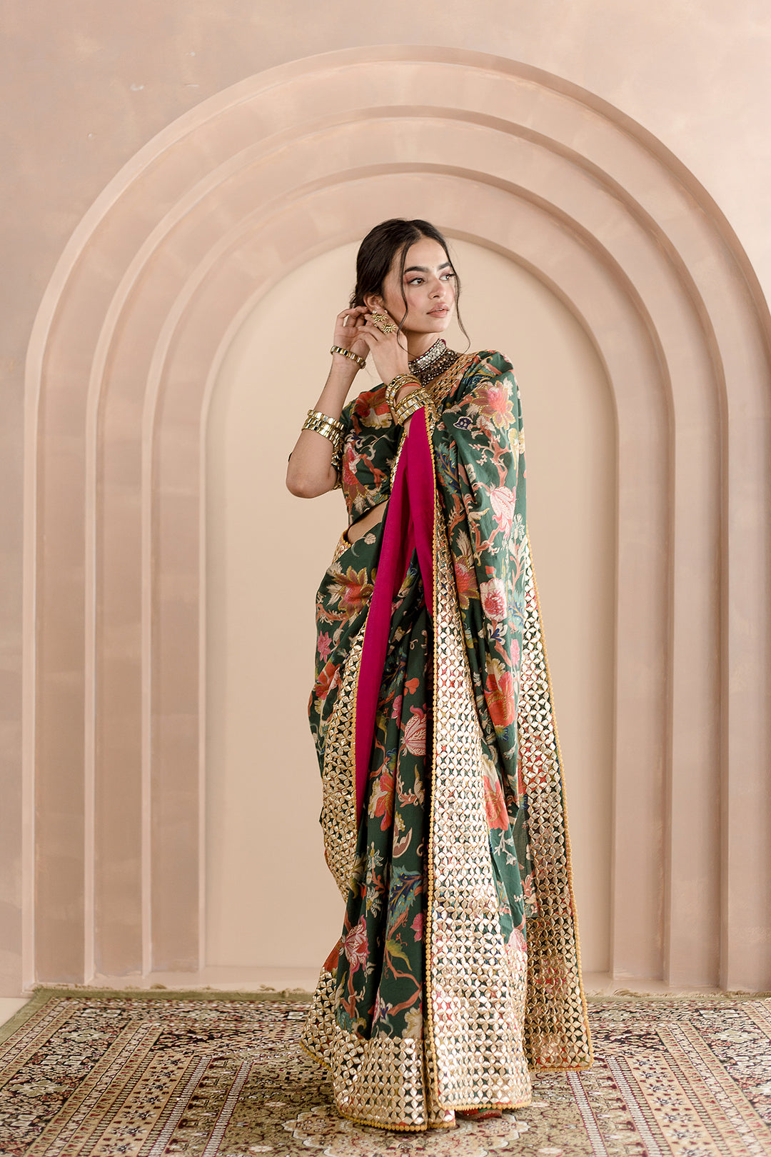 Gulbaagh Cotton Saree Kachi Patti Detailing In Border