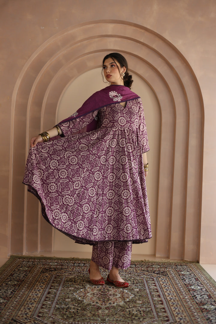Shaila Purple Anarkali Set