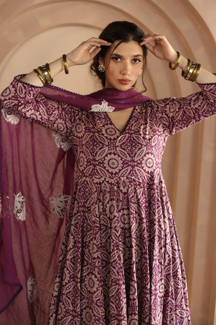 Shaila Purple Anarkali Set