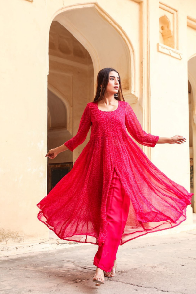 Janhvi Pink Anarkali Set