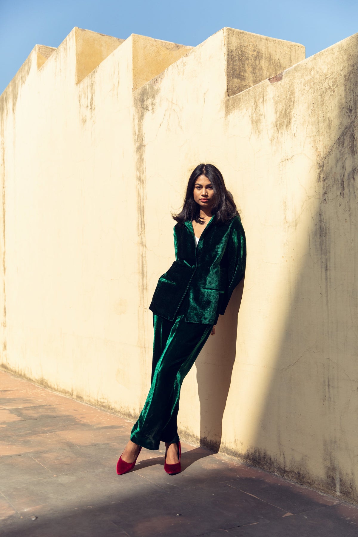 Karla Green Velvet Coat