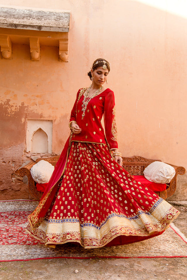Georgette Nimrat Maroon Lehenga With Matching Dupatta