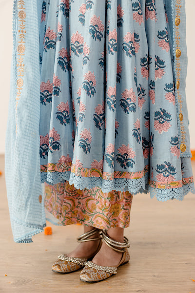 Roshan Blue Anarkali Set Gulabo Jaipur