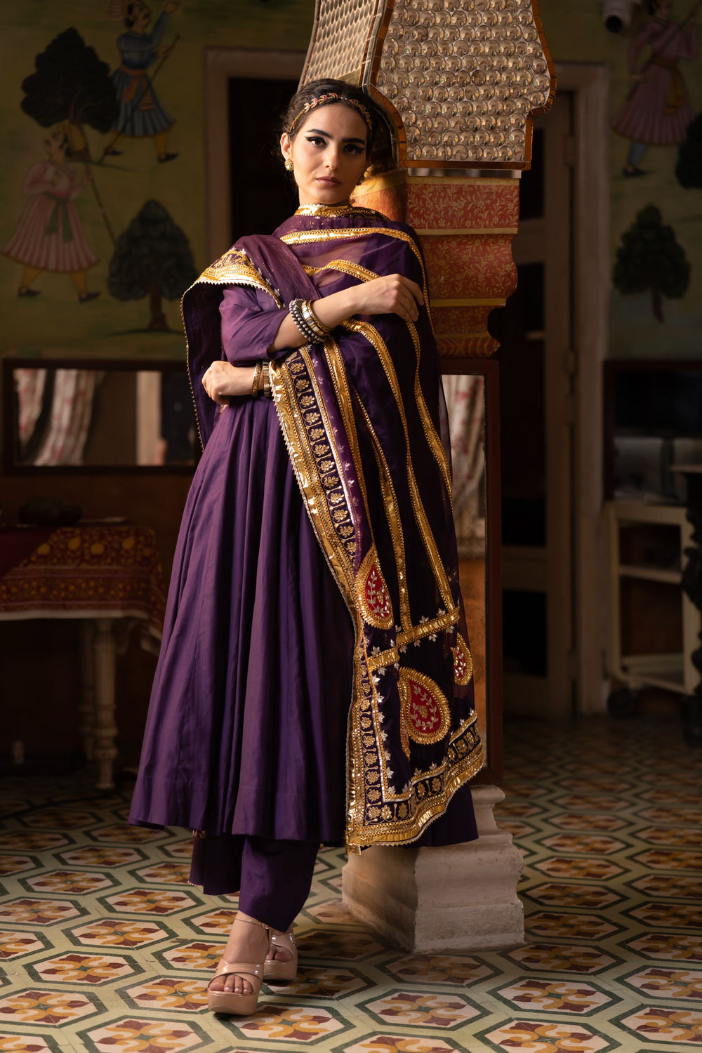 SHRI PURPLE ANARKALI SET Gulabo Jaipur