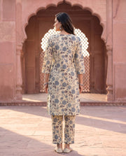 Saloni Beige Floral Print Straight Kurta Set 3