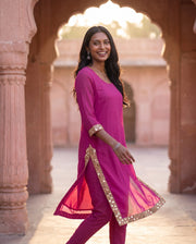 Magenta Mirror Border Kurta, Gulabo Jaipur