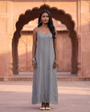 Niana Grey Sequin Striped Maxi Dress 2