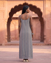 Niana Grey Sequin Striped Maxi Dress 3