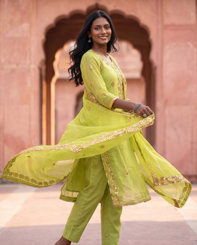 Lime Gota Straight Set — kurta set, Gulabo Jaipur