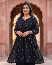Black Bandhani Dress — kurta, view 3 — Gulabo Jaipur