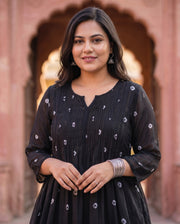 Black Bandhani Dress — kurta, view 4 — Gulabo Jaipur