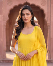 Nuri Yellow Flared Anarkali Set With Dupatta 4